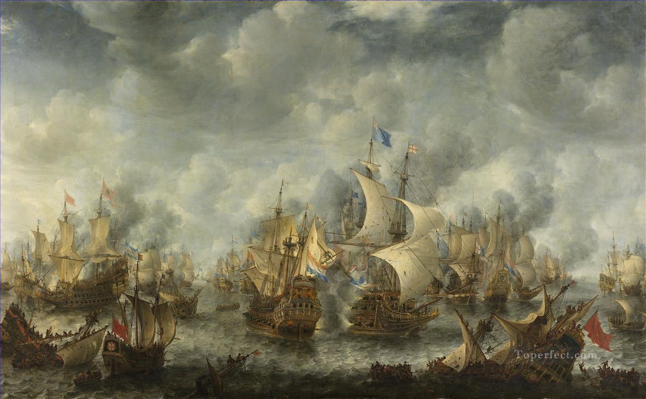 テル・ハイデ・ヤン・アブラハムシュ・ベールストラテン海戦によるスヘフェニンゲン・スラグの戦い油絵